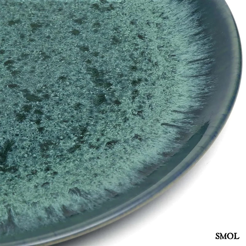 Salátástányér szett kék kerámiából - szélek nagyítva