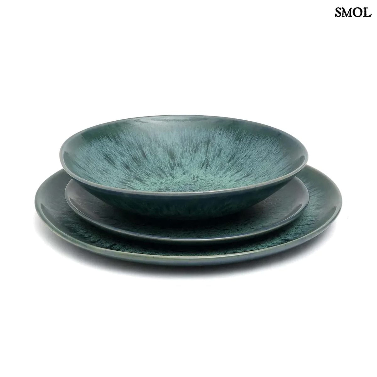 Salátástányér szett kék kerámiából - több méretben, egymásban