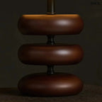 Sötétbarna Fa Asztali Lámpa Len Lámpaernyővel | LARA DARK - SMOL