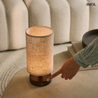 Sötétbarna Fa Asztali Lámpa USB - C Töltéssel | BEN - SMOL