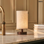 Sötétbarna Fa Asztali Lámpa USB - C Töltéssel | BEN - SMOL