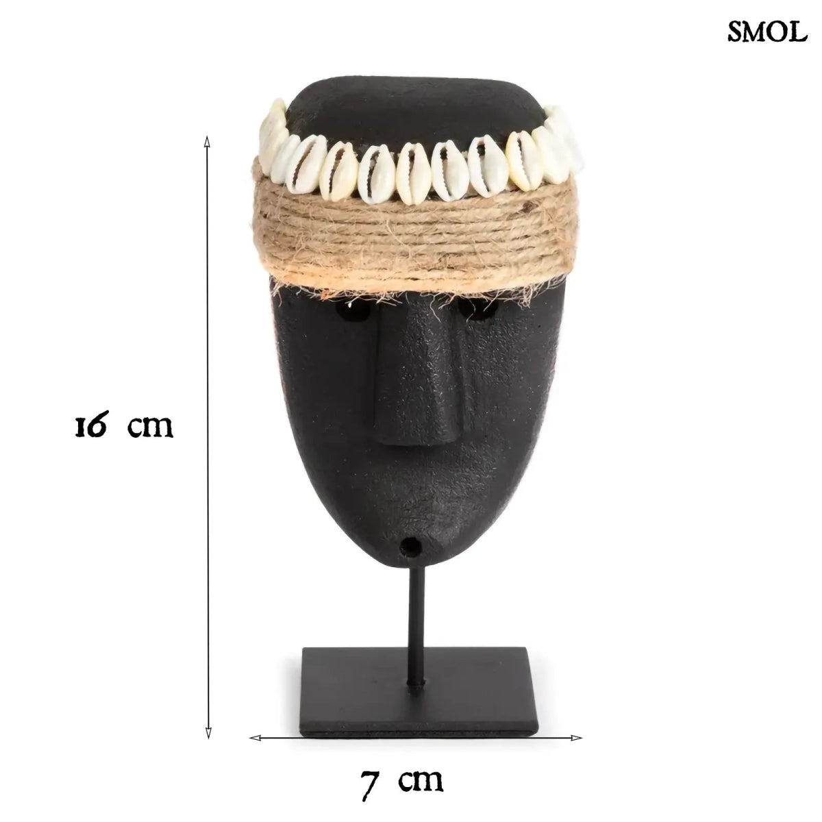 Sumba kőszobor – kagyló pánttal, fekete | SUMBA35