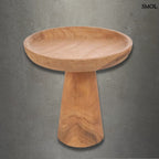 Natúr tíkfa süteményes kínáló tálalótalppal, szürke háttérrel