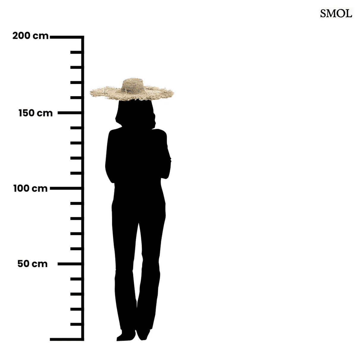 Kézzel szőtt, natúr barna szalmakalap széles, rojtos karimával, méretarányosan