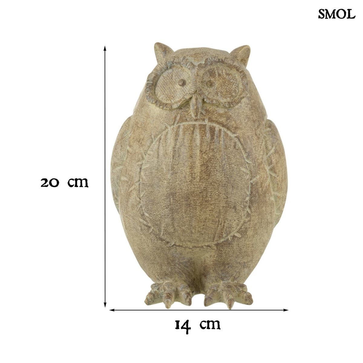 Szobor - bagoly, 20cm | CLEO - smol.hu - méretekkel