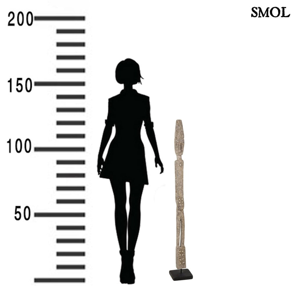 Szobor tartón - nagyméretű, fa, 120,5cm | KALI - smol.hu - méretarányosan