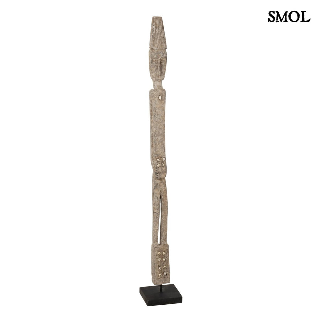Szobor tartón - nagyméretű, fa, 120,5cm | KALI - smol.hu - szemből