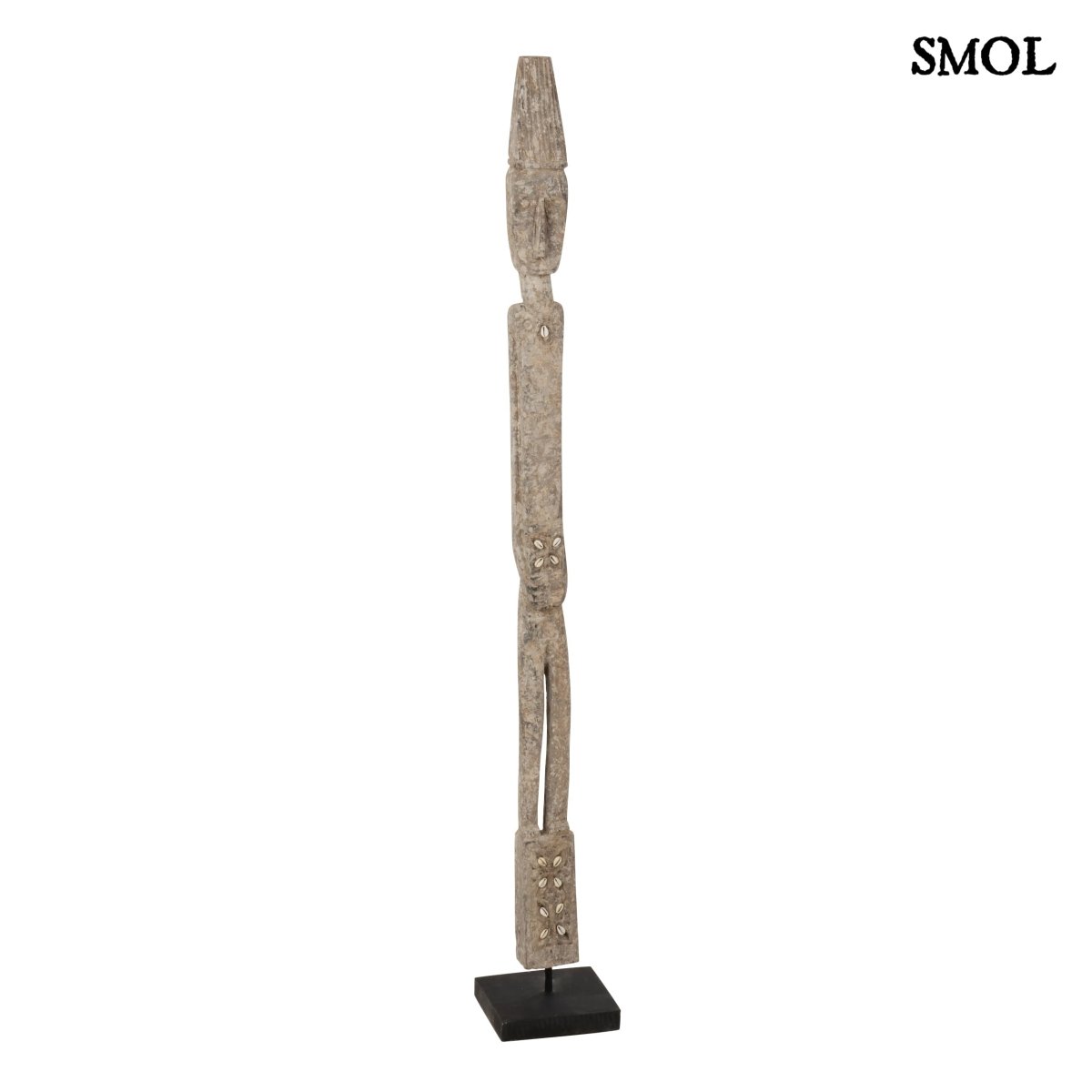 Szobor tartón - nagyméretű, fa, 120,5cm | KALI - smol.hu - szemből
