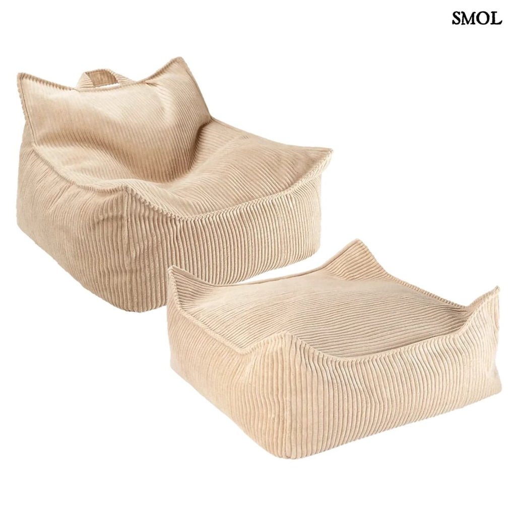 Szögletes Gyerek Babzsákfotel és Puff Szett | BROWN SUGAR - SMOL