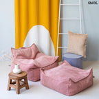 Szögletes Gyerek Babzsákfotel és Puff Szett | PINK MOUSSE - SMOL