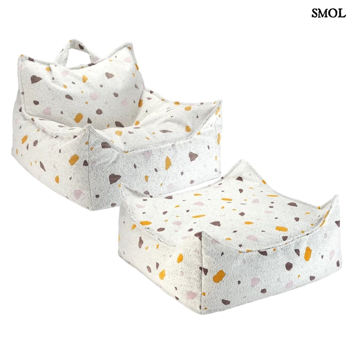 Szögletes Gyerek Babzsákfotel és Puff Szett | TERRAZZO MARBLE - SMOL