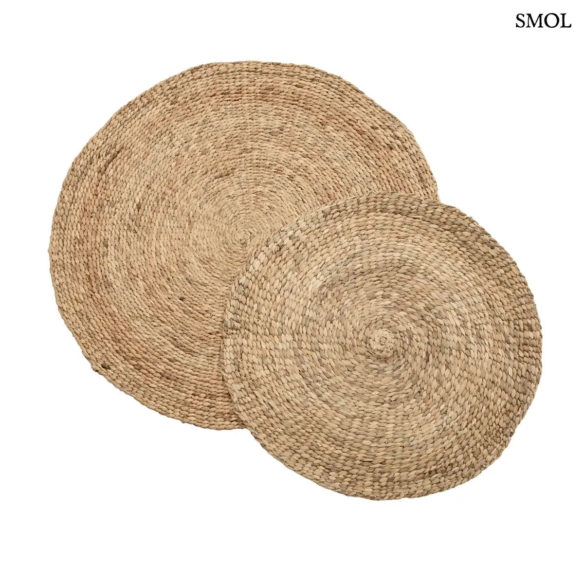 Natúr, kézzel szőtt kör alakú vízijácint szőnyeg 200 cm-es méretben, két méretben