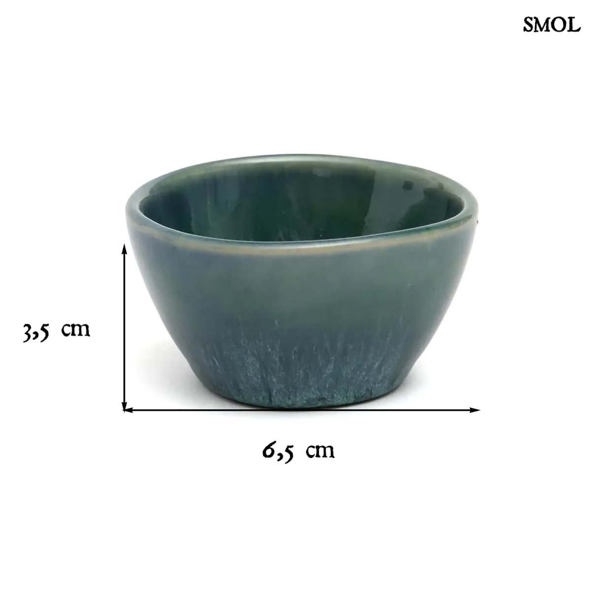 Kézzel készült kék szószos tál mártogatósokhoz  - méretekkel