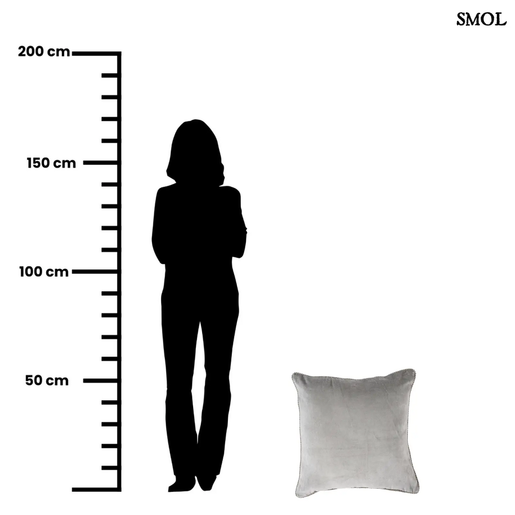 Szürke Bársony Díszpárnahuzat 50x50 | VELVET CRUSH - SMOL