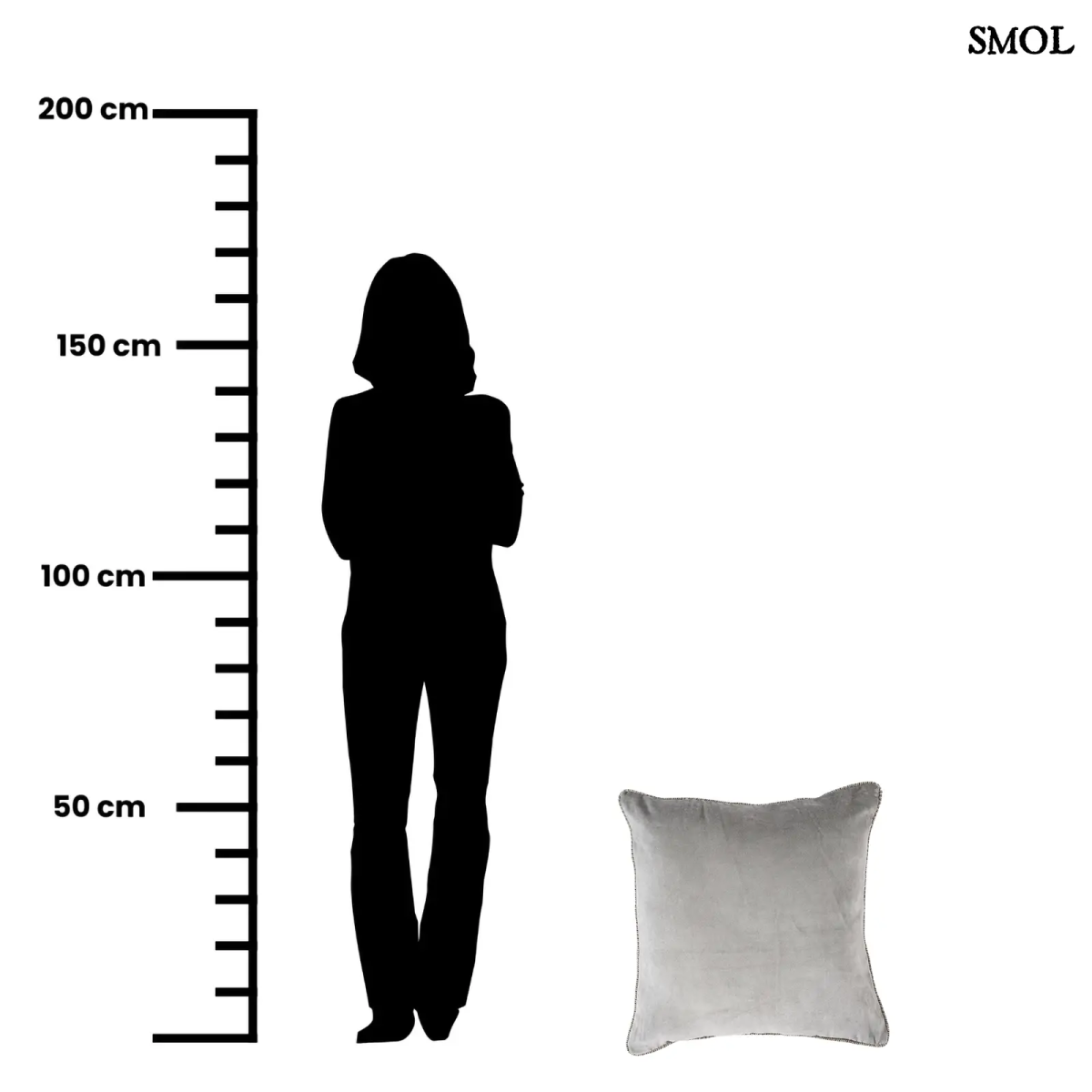 Szürke Bársony Díszpárnahuzat 50x50 | VELVET CRUSH - SMOL