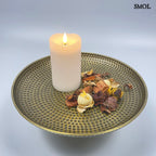 smol.hu -GILDARA, kalapált fém tál, ⌀32 cm gyertyával