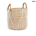 Tárolókosár banánlevélből – fehér makramé, M | STRAIGHT | SMOL - fehér háttérrel