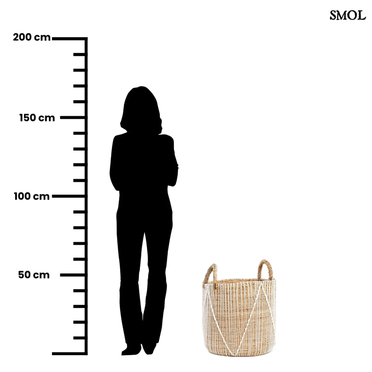 Tárolókosár banánlevélből – fehér makramé, M | STRAIGHT | SMOL - méretarányosan