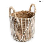 Tárolókosár banánlevélből – fehér makramé, M | STRAIGHT | SMOL - ferdén