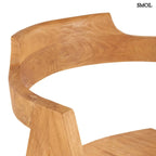 Teakfa étkezőszék természetes fa színben, ívelt háttámlával háttámla nagyítva