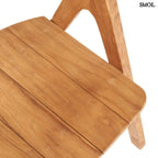 Teakfa étkezőszék természetes fa színben, ívelt háttámlával felülről