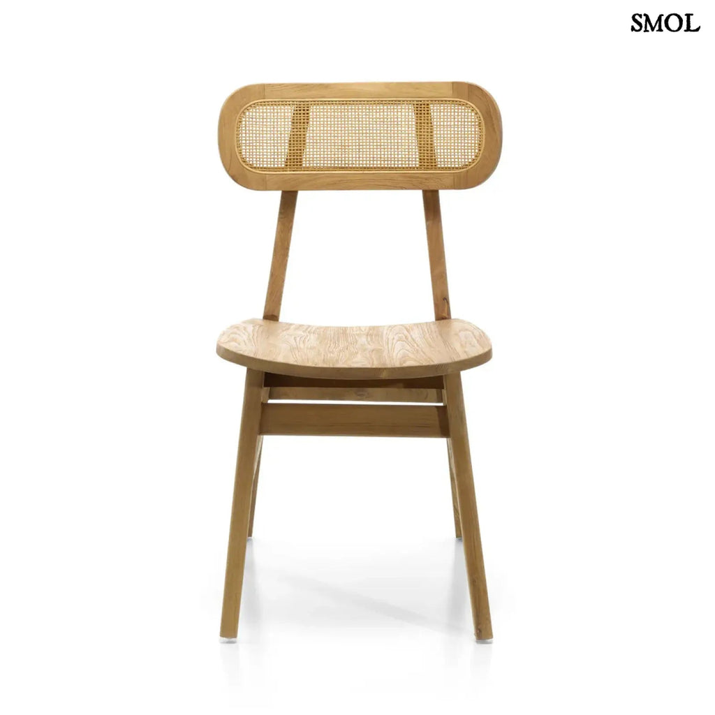 Teakfa étkezőszék rattan támlával | NOVA - SMOL