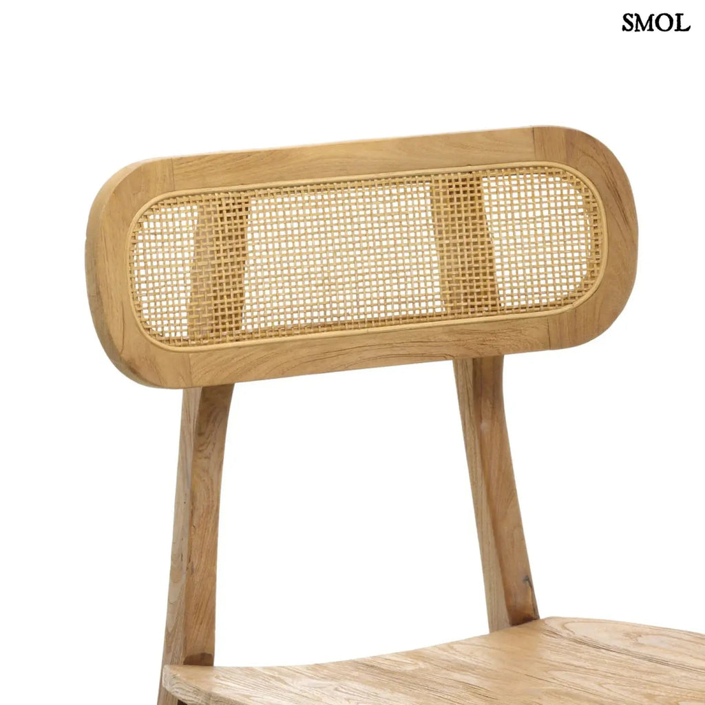 Teakfa étkezőszék rattan támlával | NOVA - SMOL