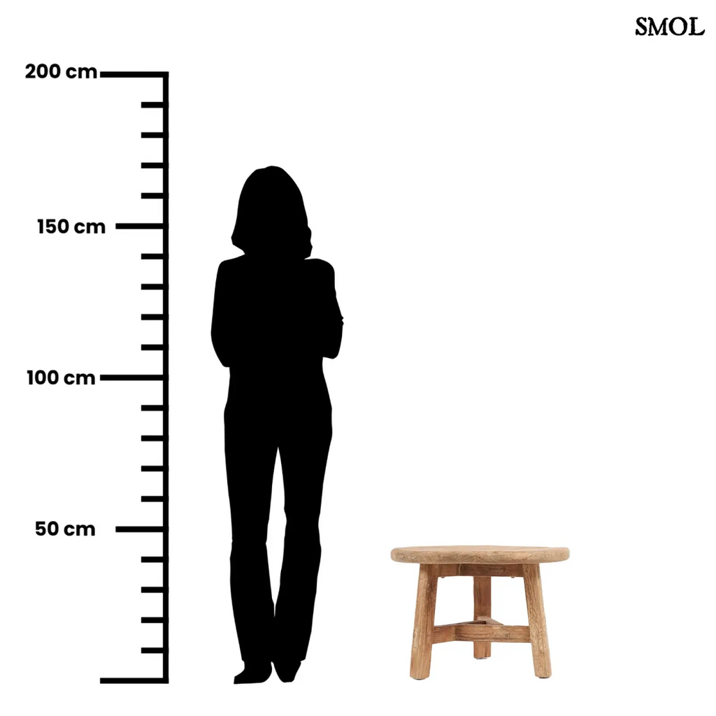 Teakfa kisasztal, natúr, 60 cm | FUSUMA - SMOL