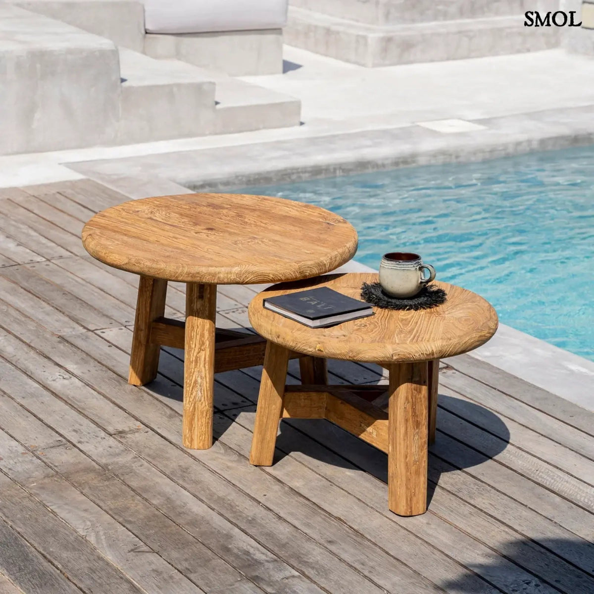 Teakfa kisasztal, natúr, 60 cm | FUSUMA - SMOL