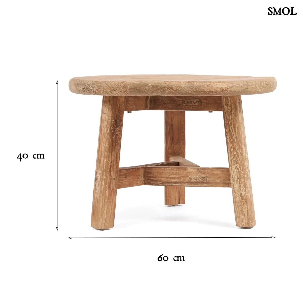Teakfa kisasztal, natúr, 60 cm | FUSUMA - SMOL