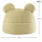 Zöld Teddy Párna macifülekkel, puha buklé anyagból és oldalsó tárolózsebbel, méretekkel