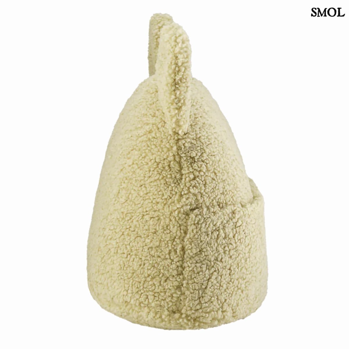 Zöld Teddy Párna macifülekkel, puha buklé anyagból és oldalsó tárolózsebbel, oldalról