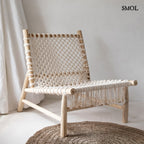 Kézzel készült kerek tengerifű szőnyeg (100 cm), natúr szövés, fotellel