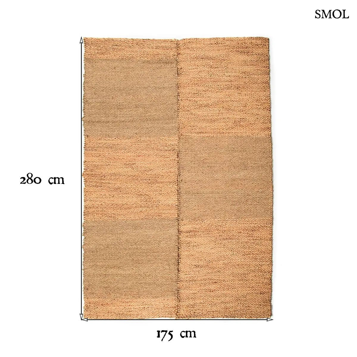 Kézzel szőtt, kockás mintázatú natúr tengerifű szőnyeg XL méretben, méretekkel