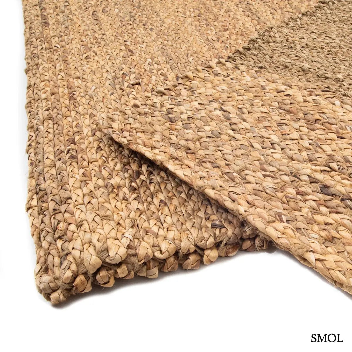 Kézzel szőtt, kockás mintázatú natúr tengerifű szőnyeg XL méretben, nagyítva