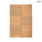 Kézzel szőtt, kockás mintázatú natúr tengerifű szőnyeg XL méretben, fehér háttérrel