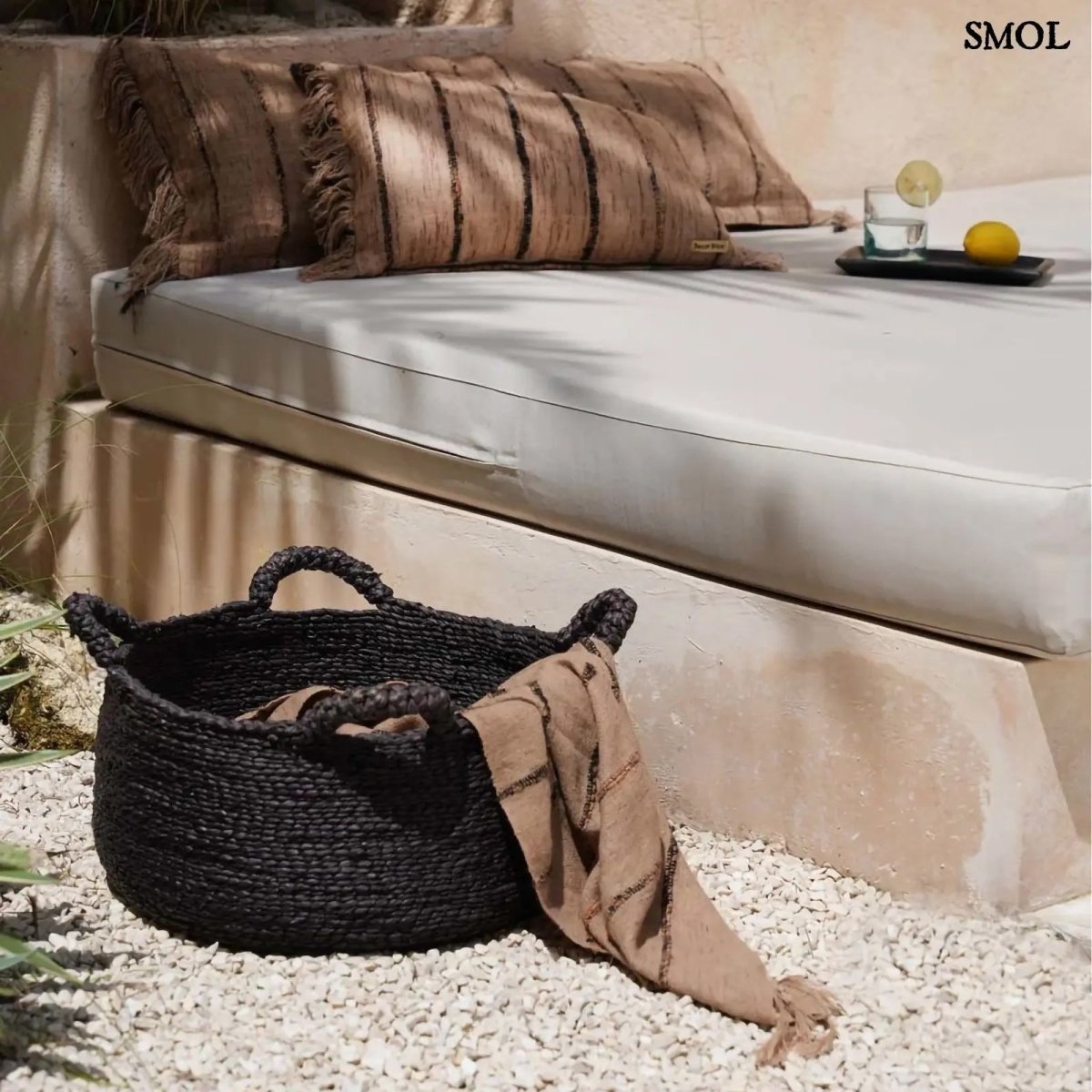 Tengerifű tárolókosár 4 füllel - fekete, M | QUATRE - SMOL