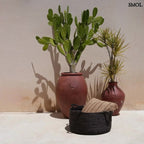 Tengerifű tárolókosár 4 füllel - fekete, M | QUATRE - SMOL