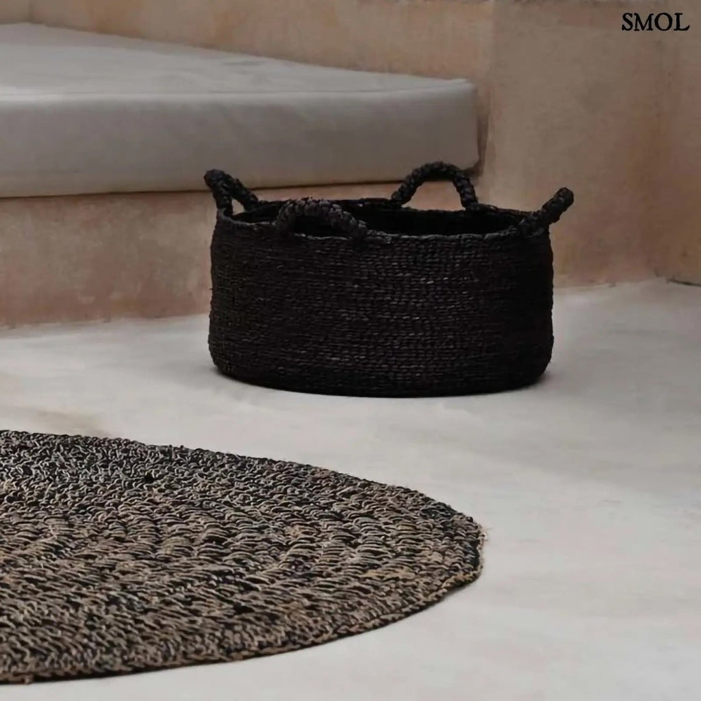 Tengerifű tárolókosár 4 füllel - fekete, M | QUATRE - SMOL