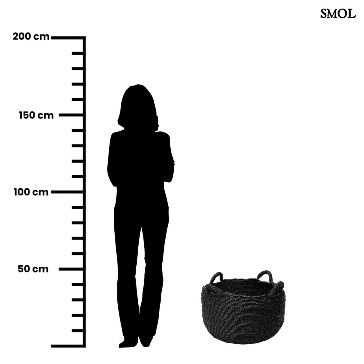 Tengerifű tárolókosár 4 füllel - fekete, M | QUATRE - SMOL