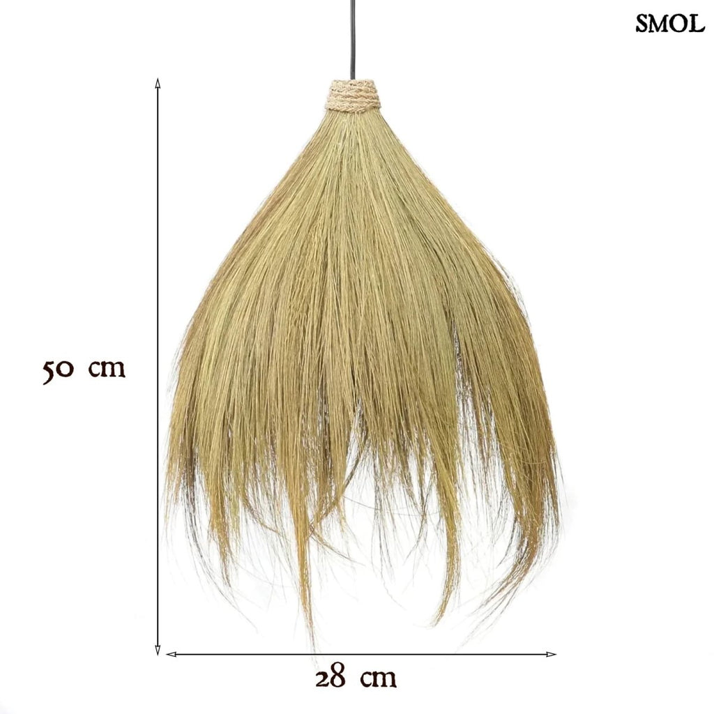 Természetes Függőlámpaernyő natúr Rayung HUT fűből kézzel készítve, légies designnal, méretekkel