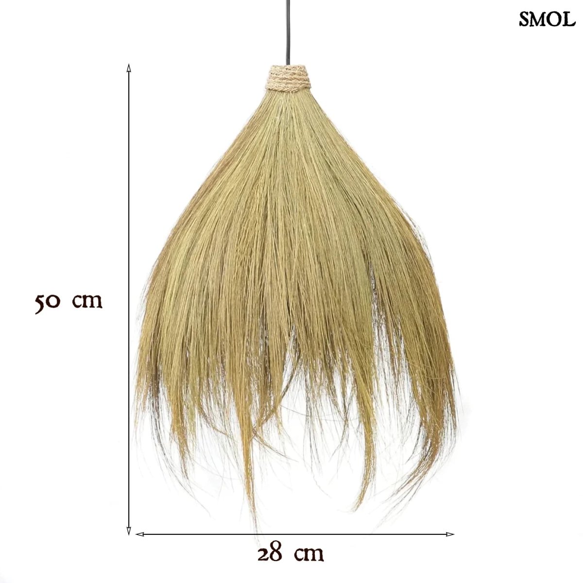 Természetes Függőlámpaernyő natúr Rayung HUT fűből kézzel készítve, légies designnal, méretekkel