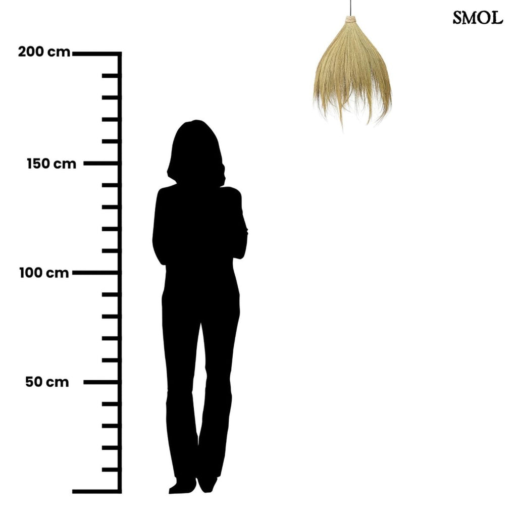 Természetes Függőlámpaernyő natúr Rayung HUT fűből kézzel készítve, légies designnal, méretarányosan