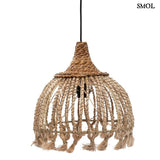 Fringed Woven Grass Pendant Lampshade, S | TASSEL