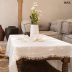 Természetes Len Asztalterítő, fehér, 150x150 | LINEN - SMOL