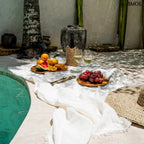 Természetes Len Asztalterítő, fehér, 150x150 | LINEN - SMOL