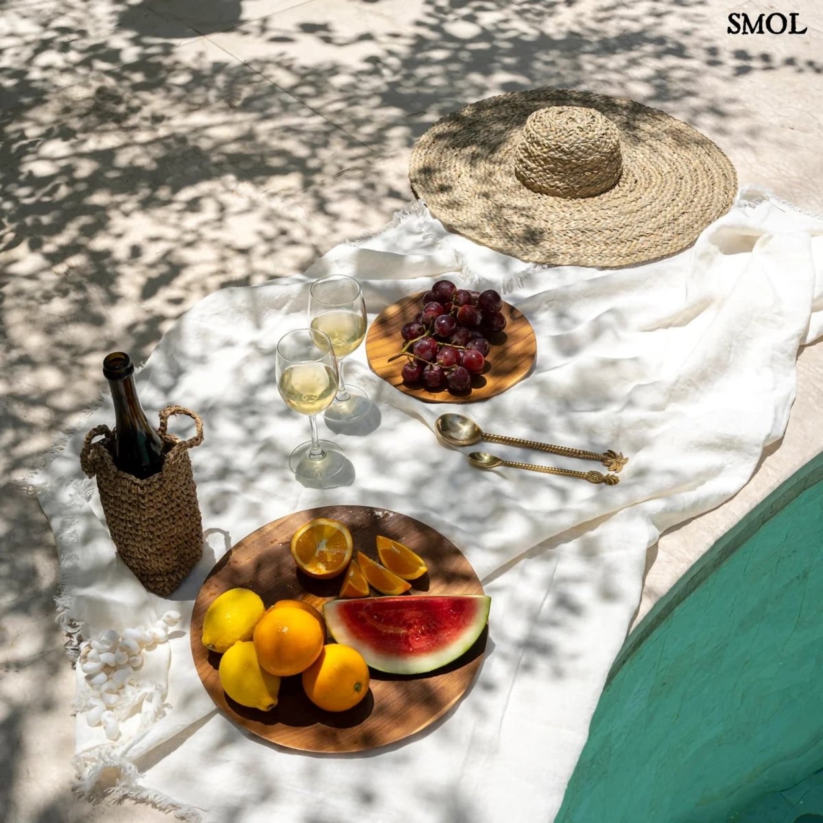 Természetes Len Asztalterítő, fehér, 150x150 | LINEN - SMOL