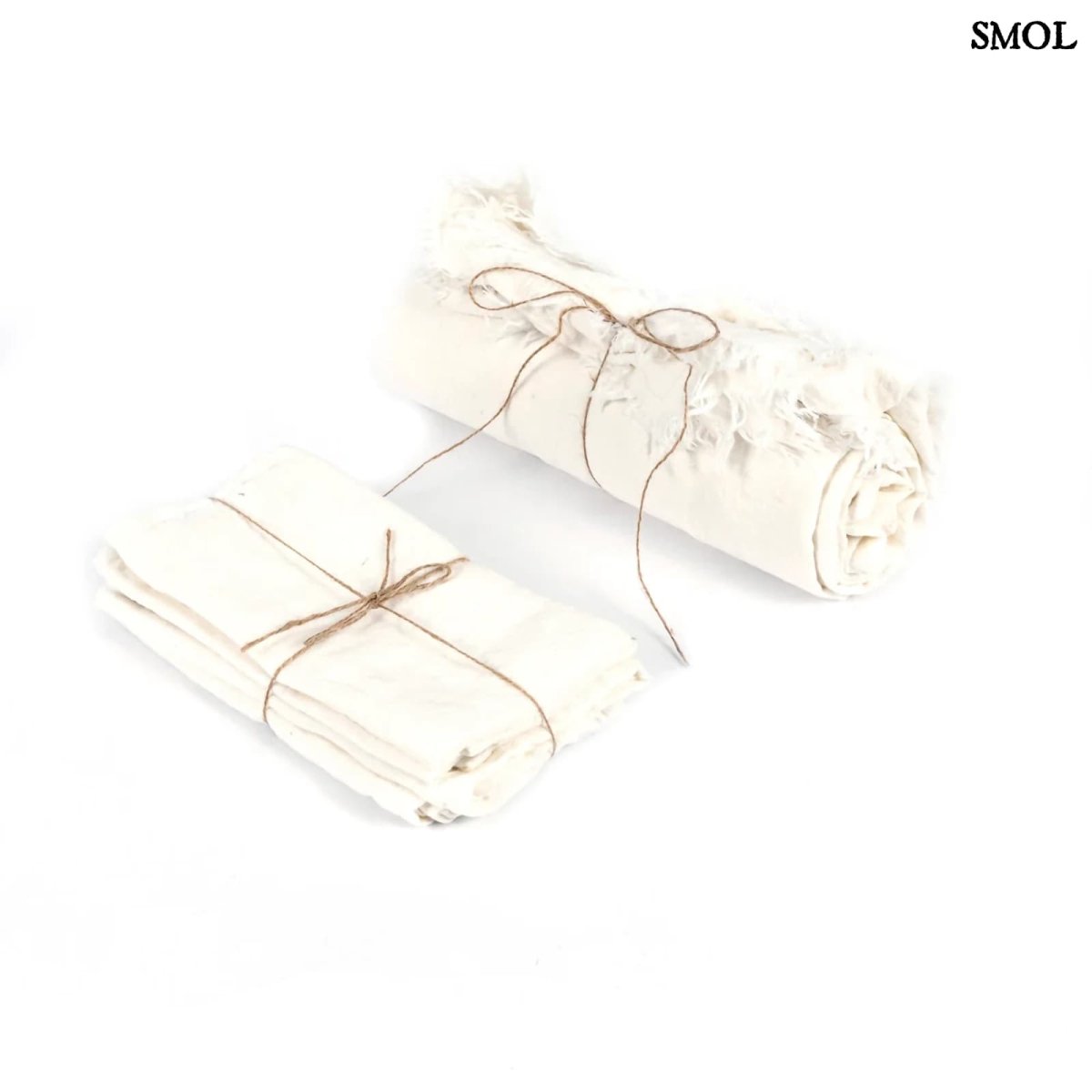 Természetes Len Asztalterítő, fehér, 150x150 | LINEN - SMOL