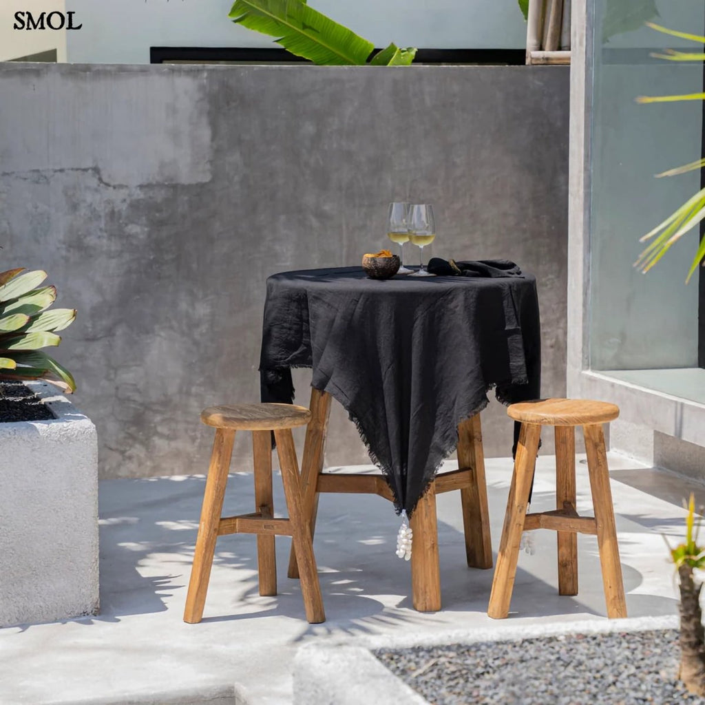 Természetes Len Asztalterítő, fekete, 150x200 | LINEN - SMOL