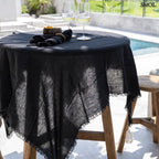 Természetes Len Asztalterítő, fekete, 150x200 | LINEN - SMOL